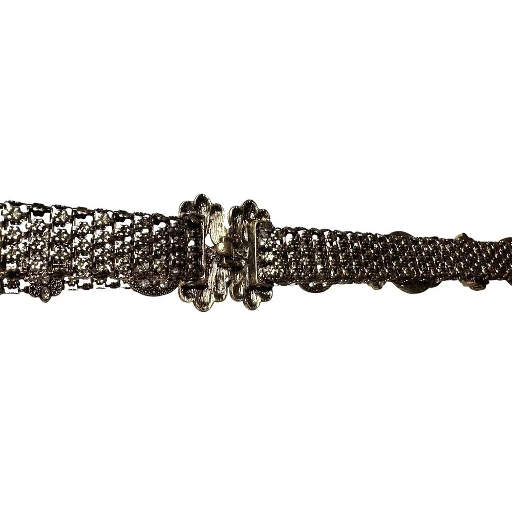 Vintage 90s womens belt ornate filigree bronze art deco size small maximalist